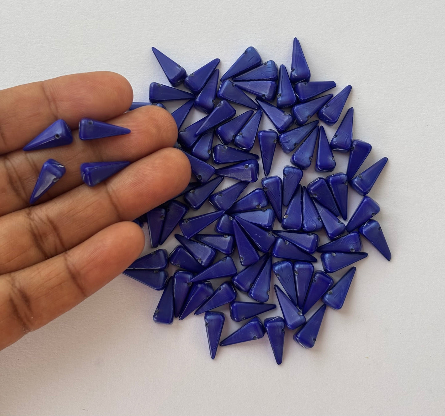 Unique Geometric Blue Pyramid Spike Beads