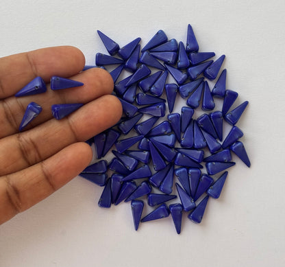 Unique Geometric Blue Pyramid Spike Beads