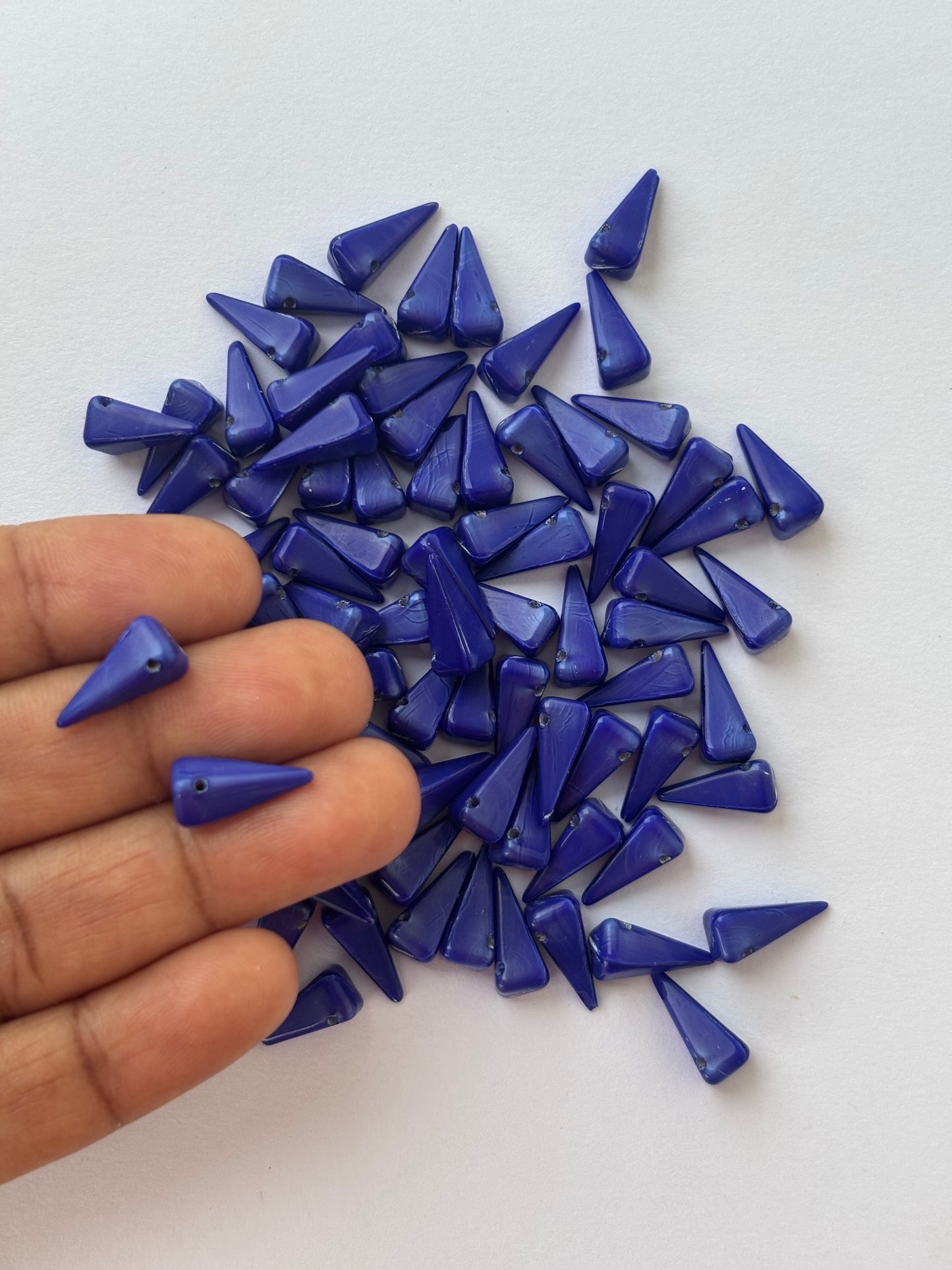 Unique Geometric Blue Pyramid Spike Beads