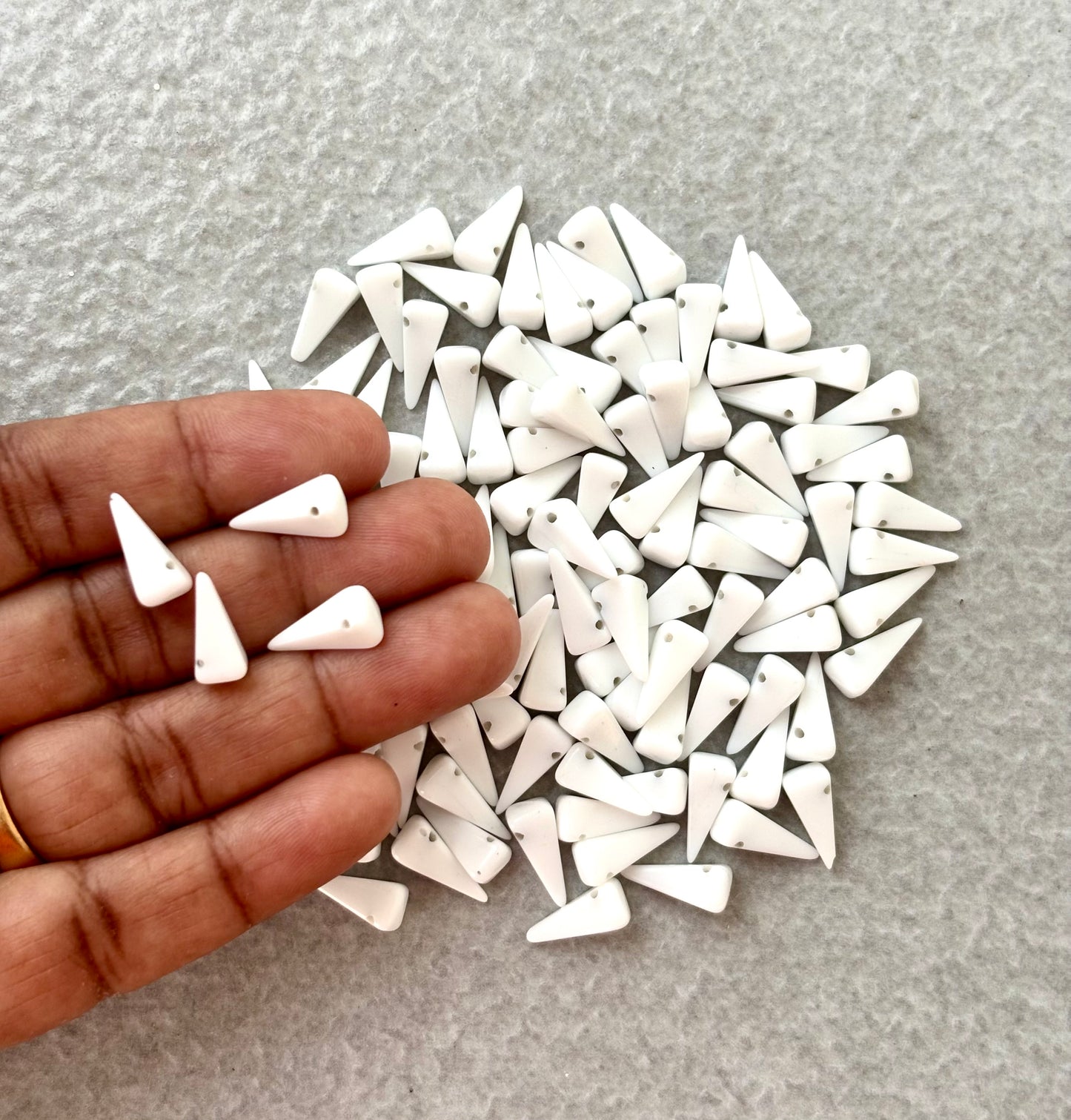 Unique Geometric White Pyramid Spike Beads