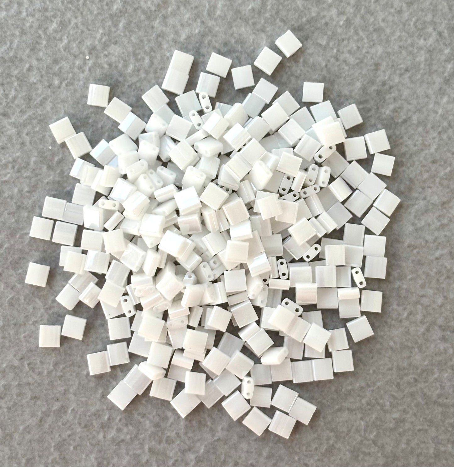 White Tila Beads - Two-Hole Square Beads for Jewelry