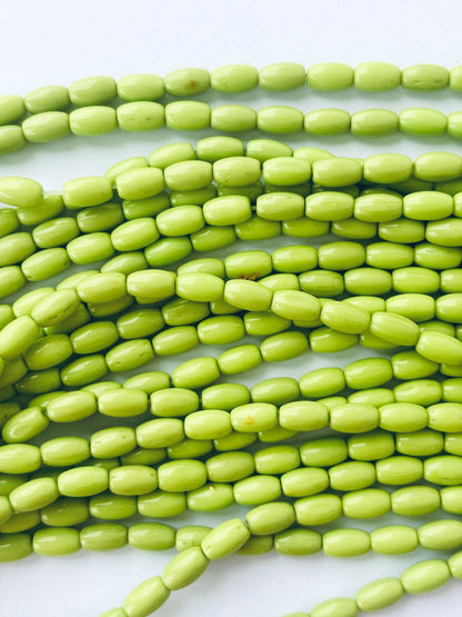 Smooth High Shine Monalisa Lime Green Oval Beads