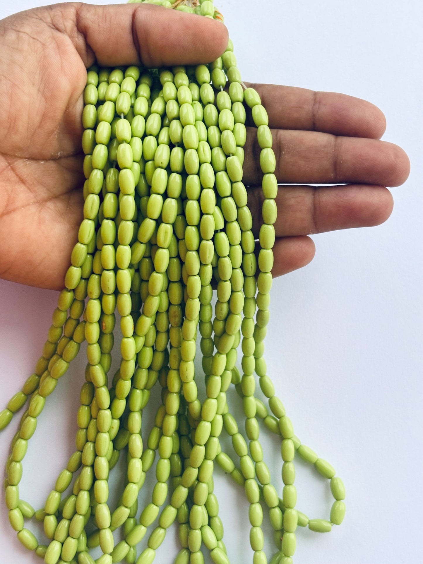 Smooth High Shine Monalisa Lime Green Oval Beads