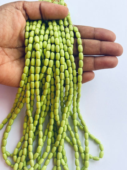 Smooth High Shine Monalisa Lime Green Oval Beads