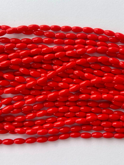 Smooth High Shine Monalisa Red Oval Beads