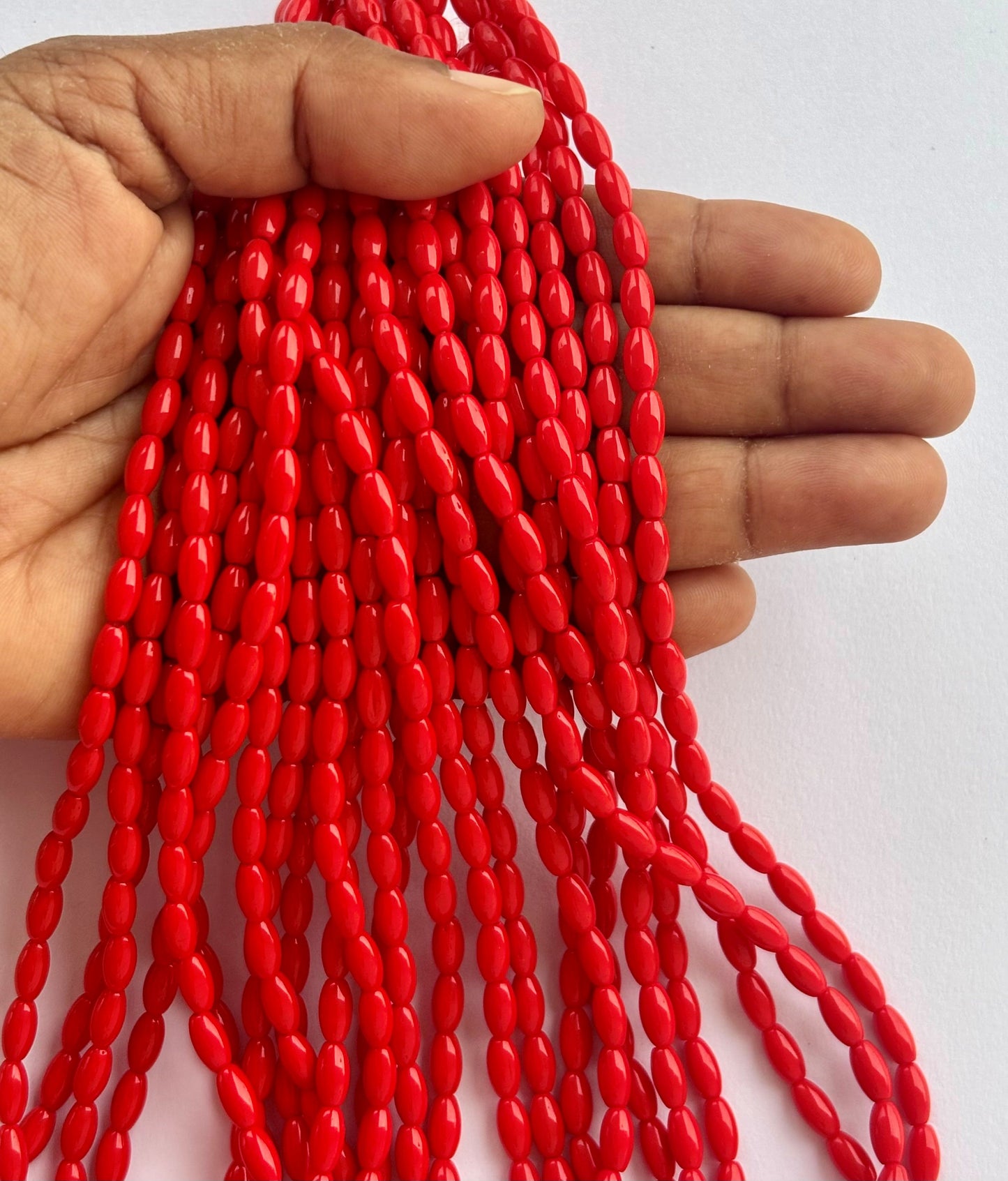 Smooth High Shine Monalisa Red Oval Beads