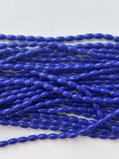Smooth High Shine Monalisa Blue Oval Beads