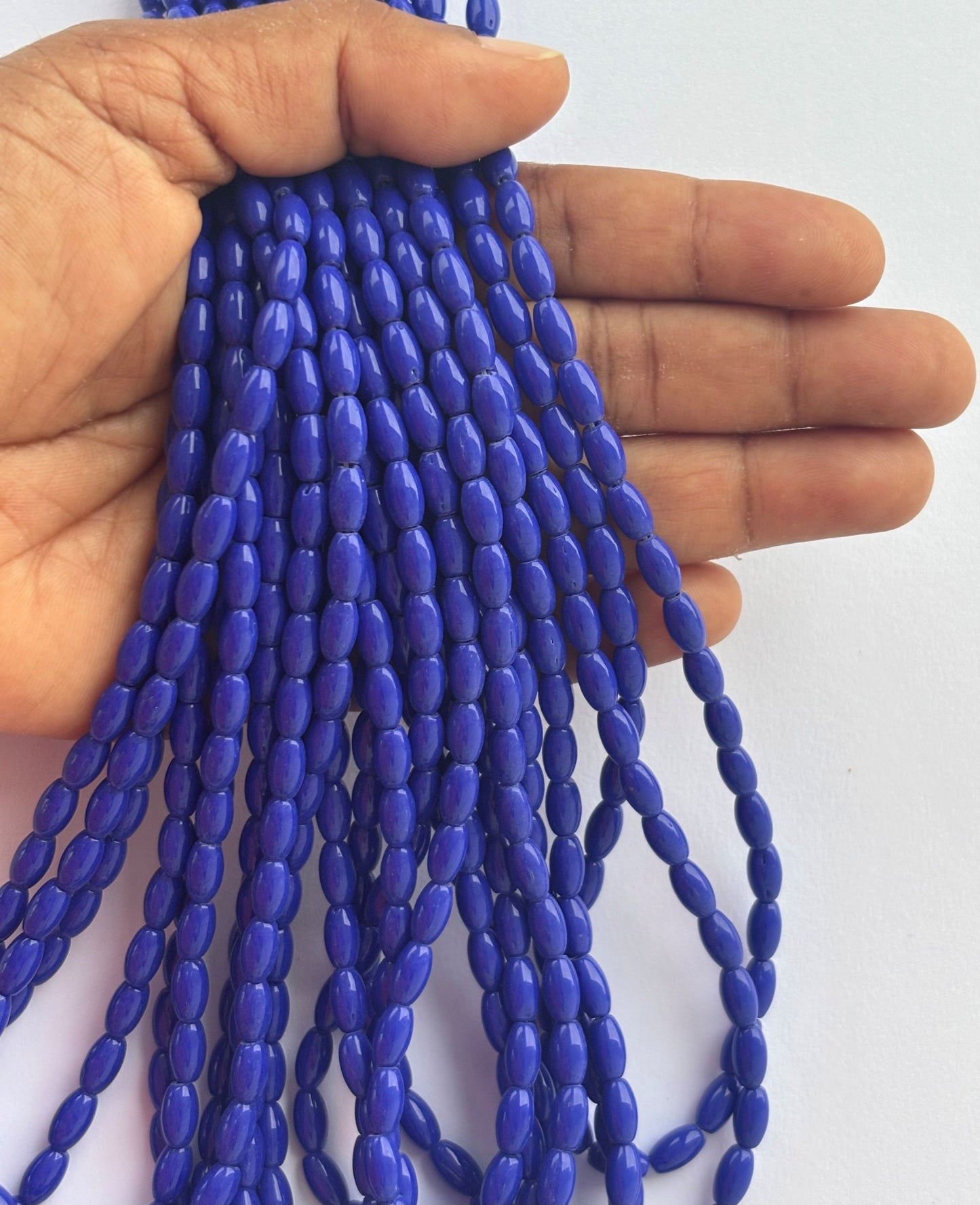 Smooth High Shine Monalisa Blue Oval Beads