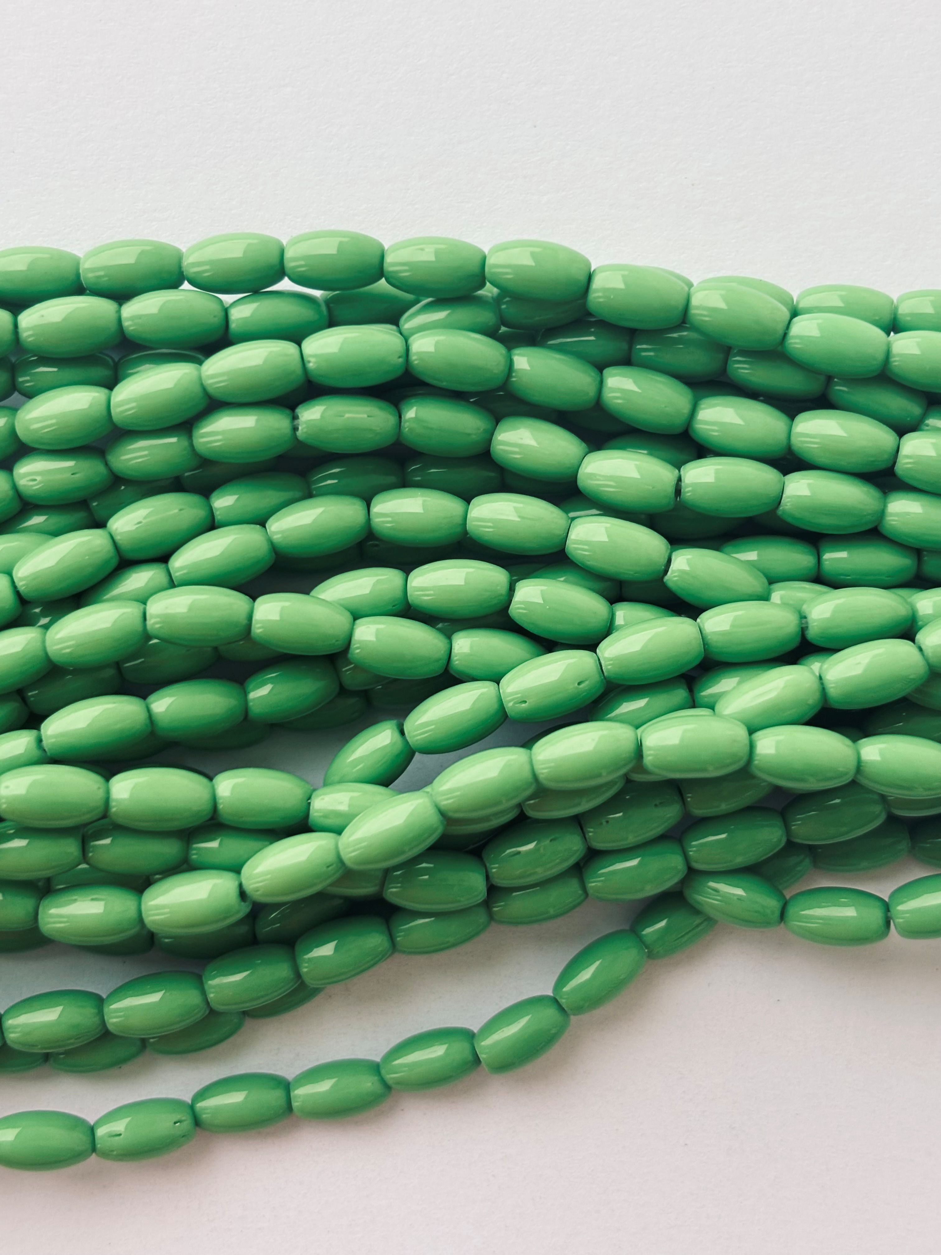 Smooth High Shine Monalisa Pastel Green Oval Beads