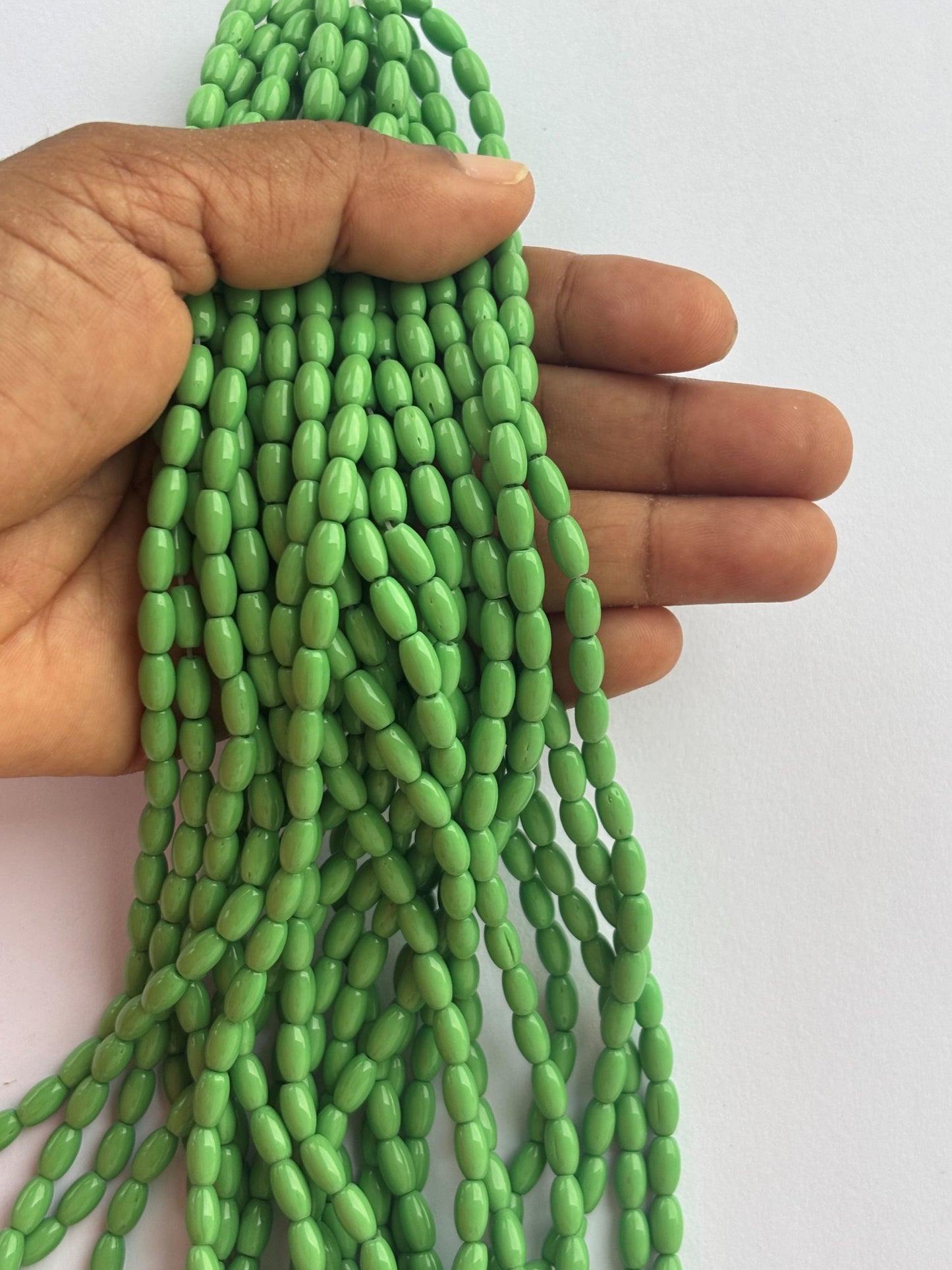 Smooth High Shine Monalisa Pastel Green Oval Beads