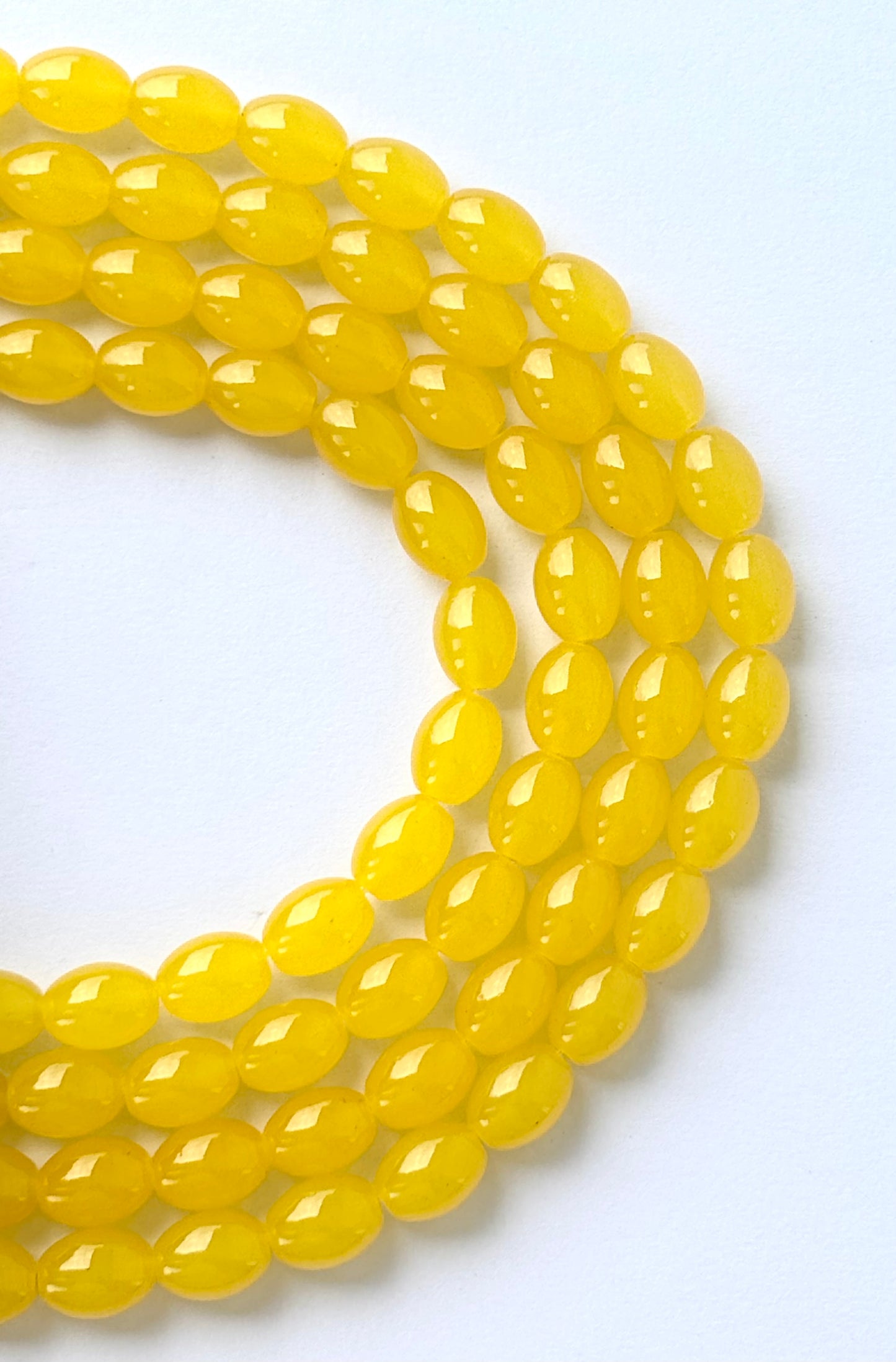 Oval Yellow Glass Beads