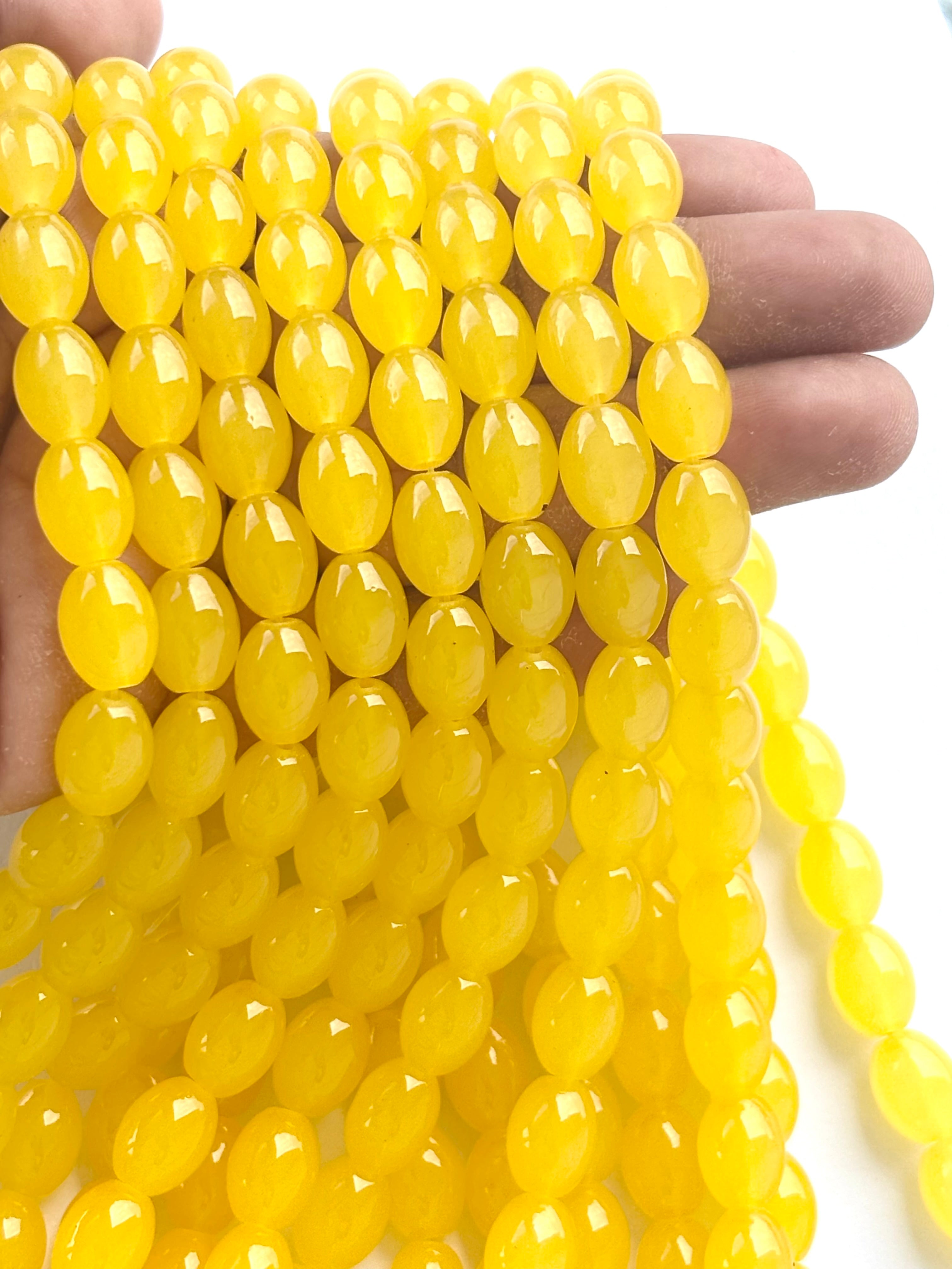 Oval Yellow Glass Beads