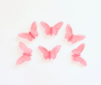 Pink Butterfly Acrylic Charm Beads
