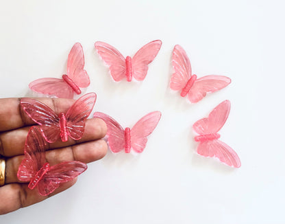 Pink Butterfly Acrylic Charm Beads