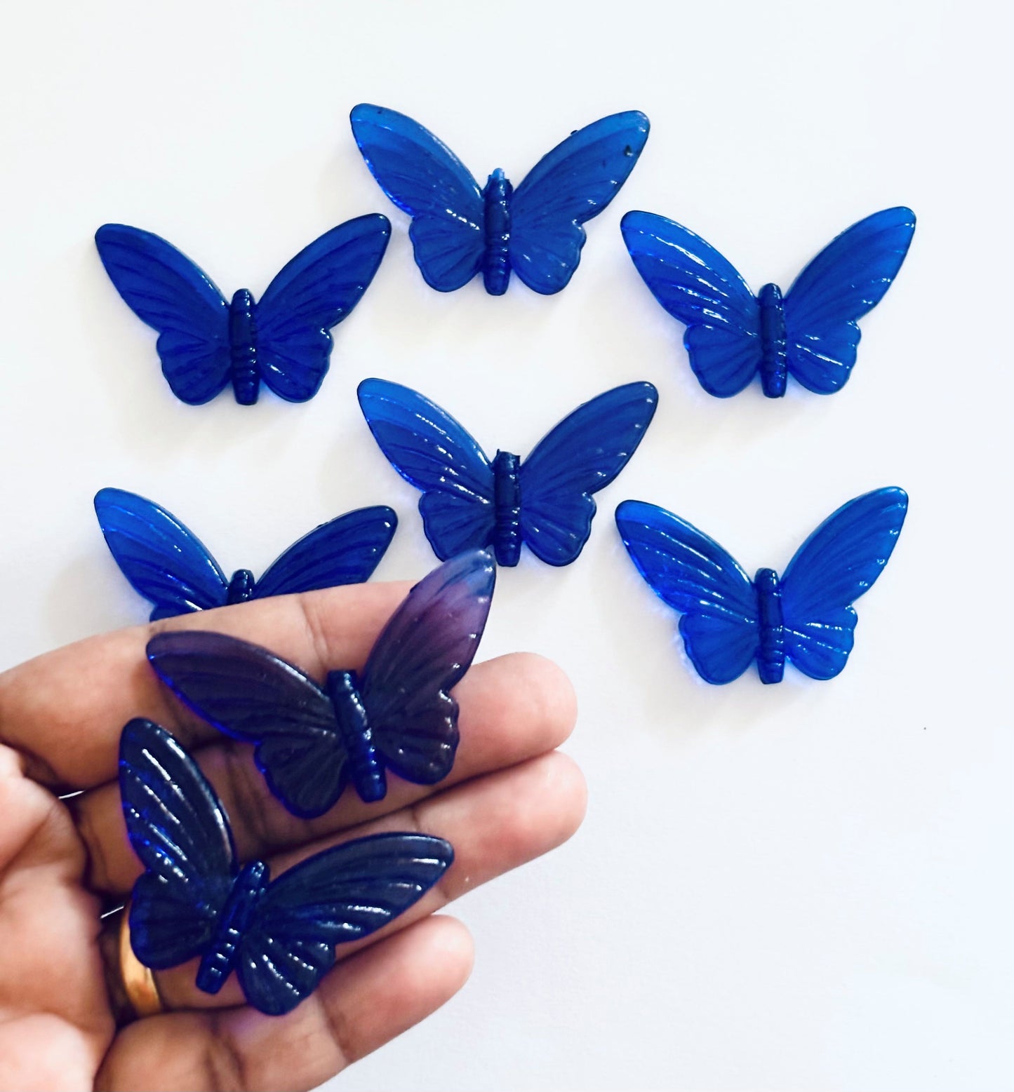 Royal Blue Butterfly Acrylic Charm Beads