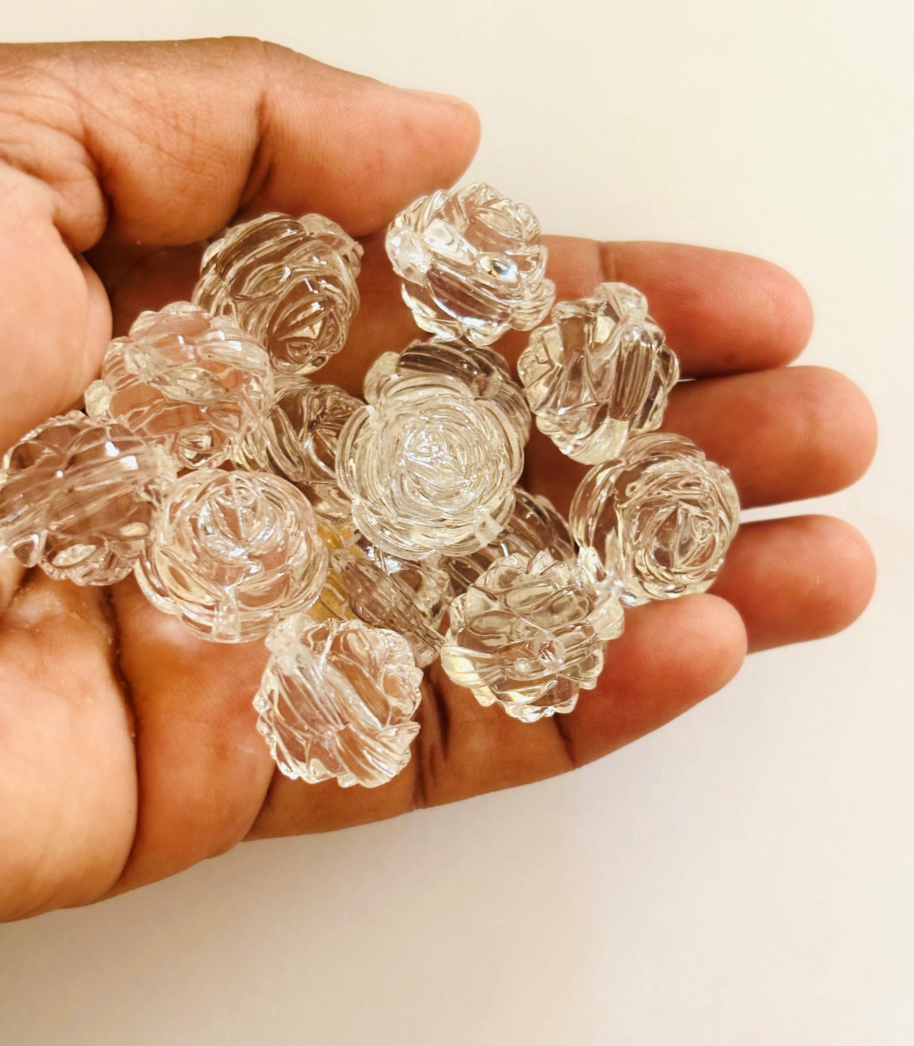 Clear Rose Flower Acrylic Beads