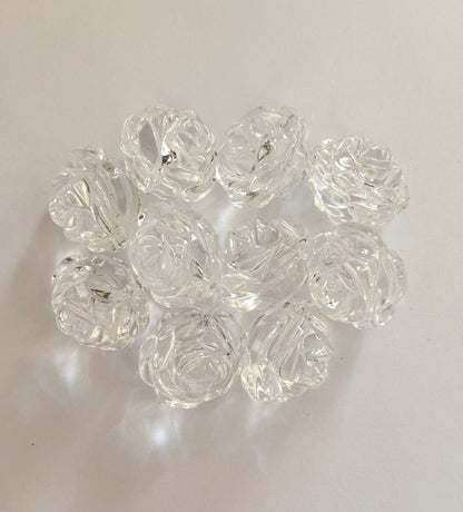 Large Clear Rose Flower Acrylic Beads