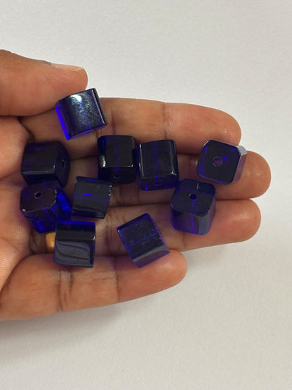 Cobalt Blue Cube Glass Beads