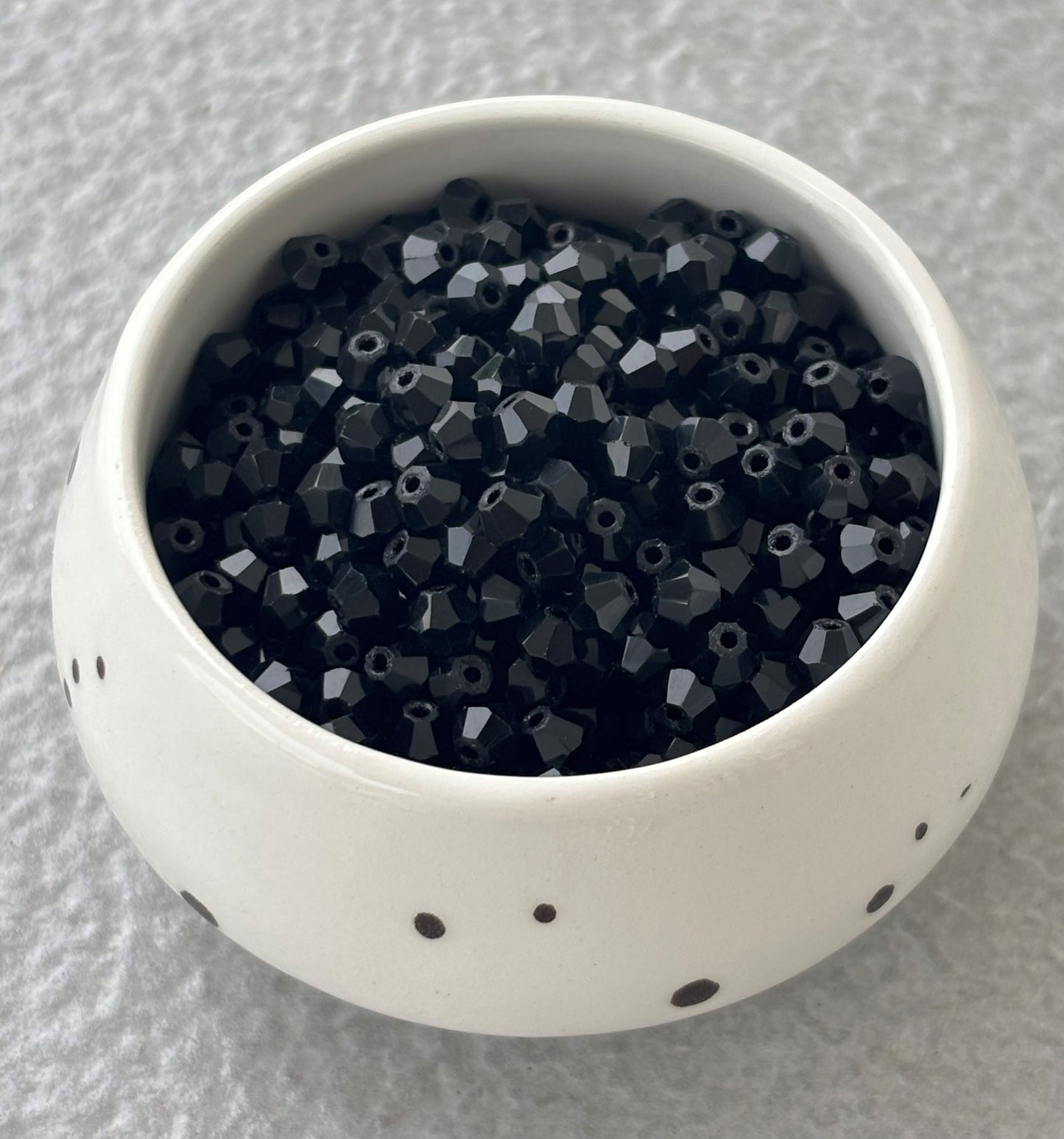 Glass Bicone Beads Pitch Black 4MM