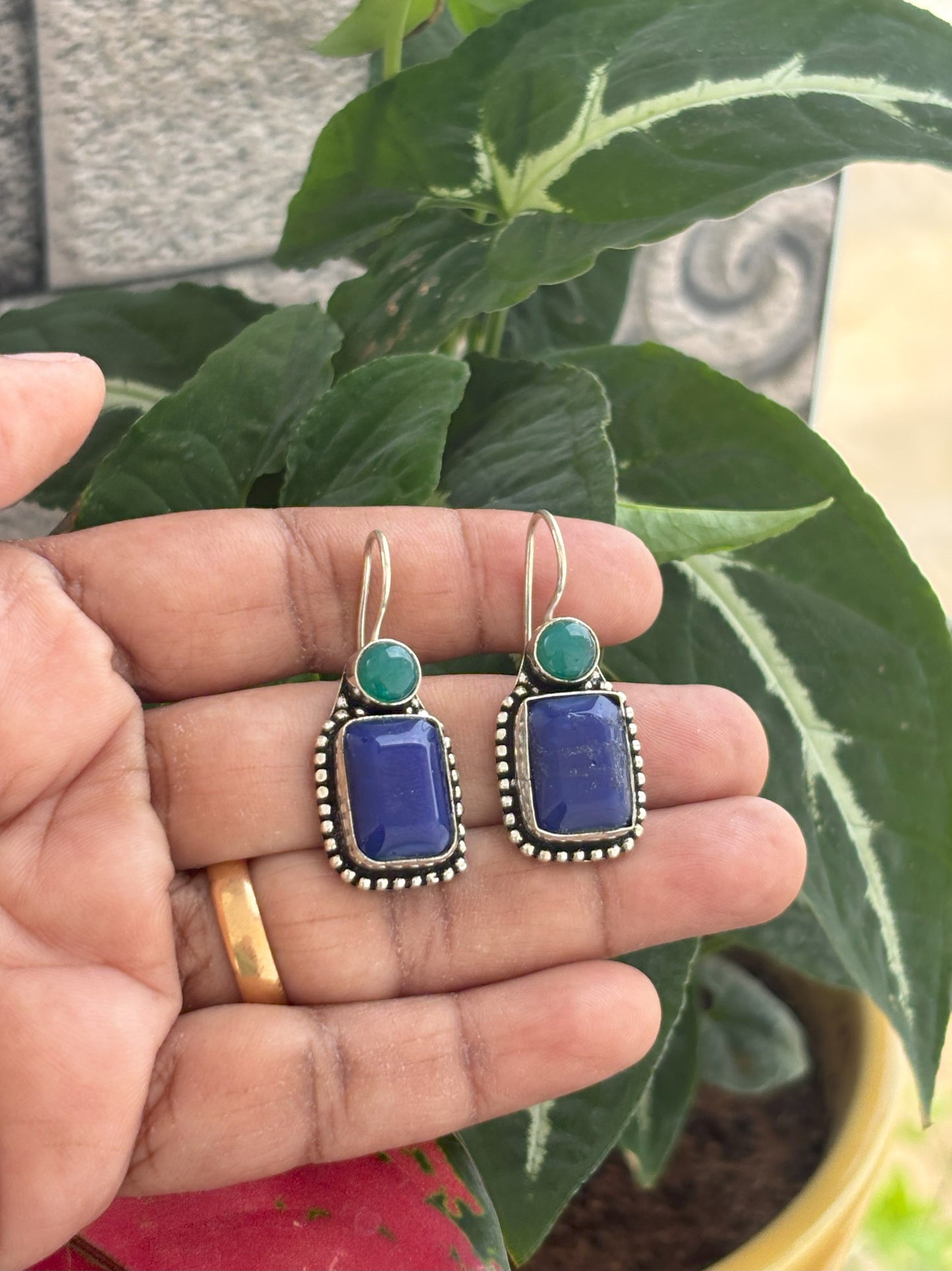 Lapis Lazuli and Silver Dangle Earrings