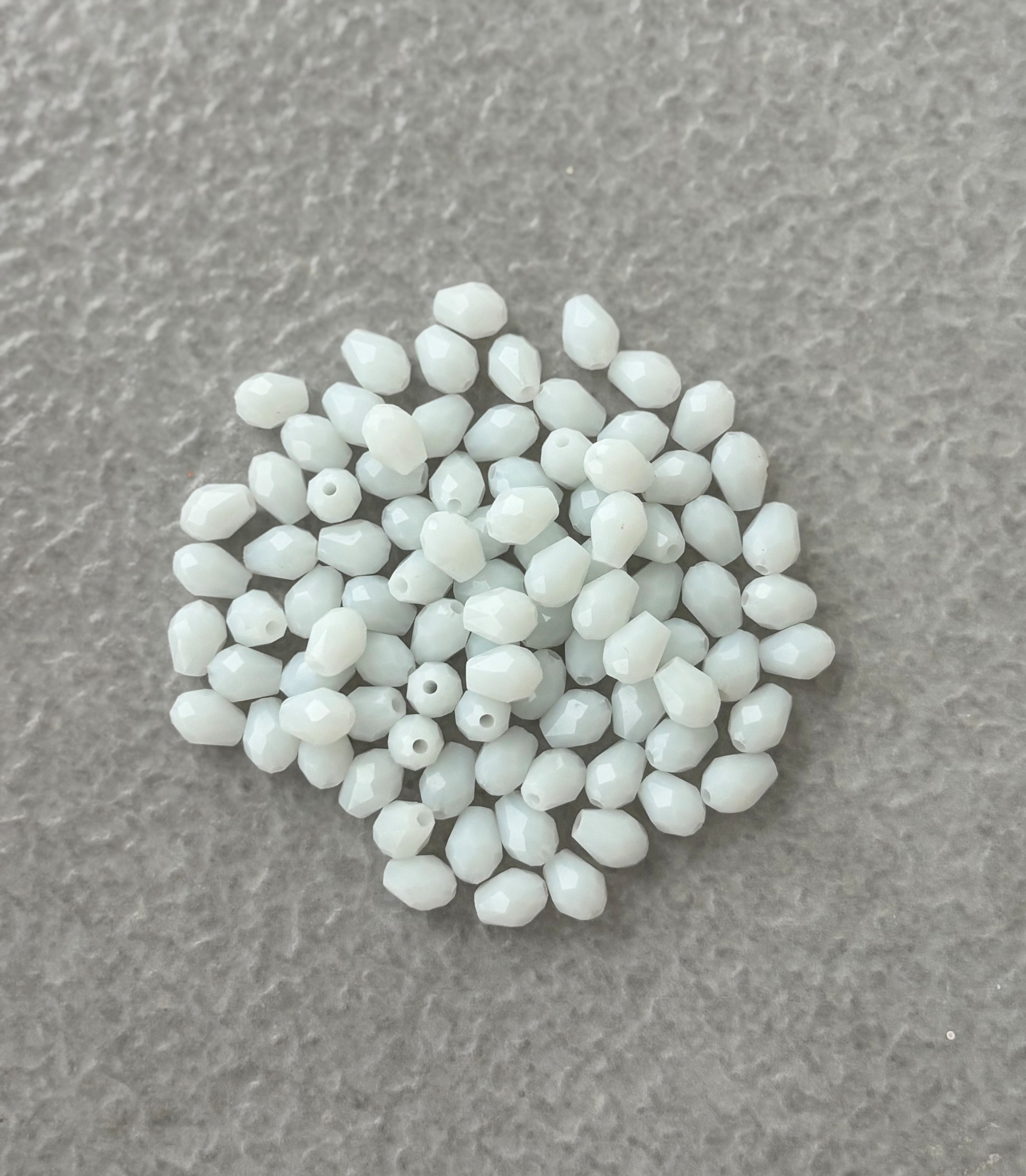 Elegant Milky White Faceted Teardrop Crystals