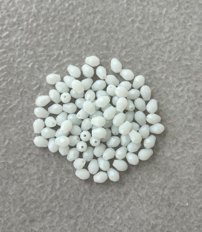 Elegant Milky White Faceted Teardrop Crystals