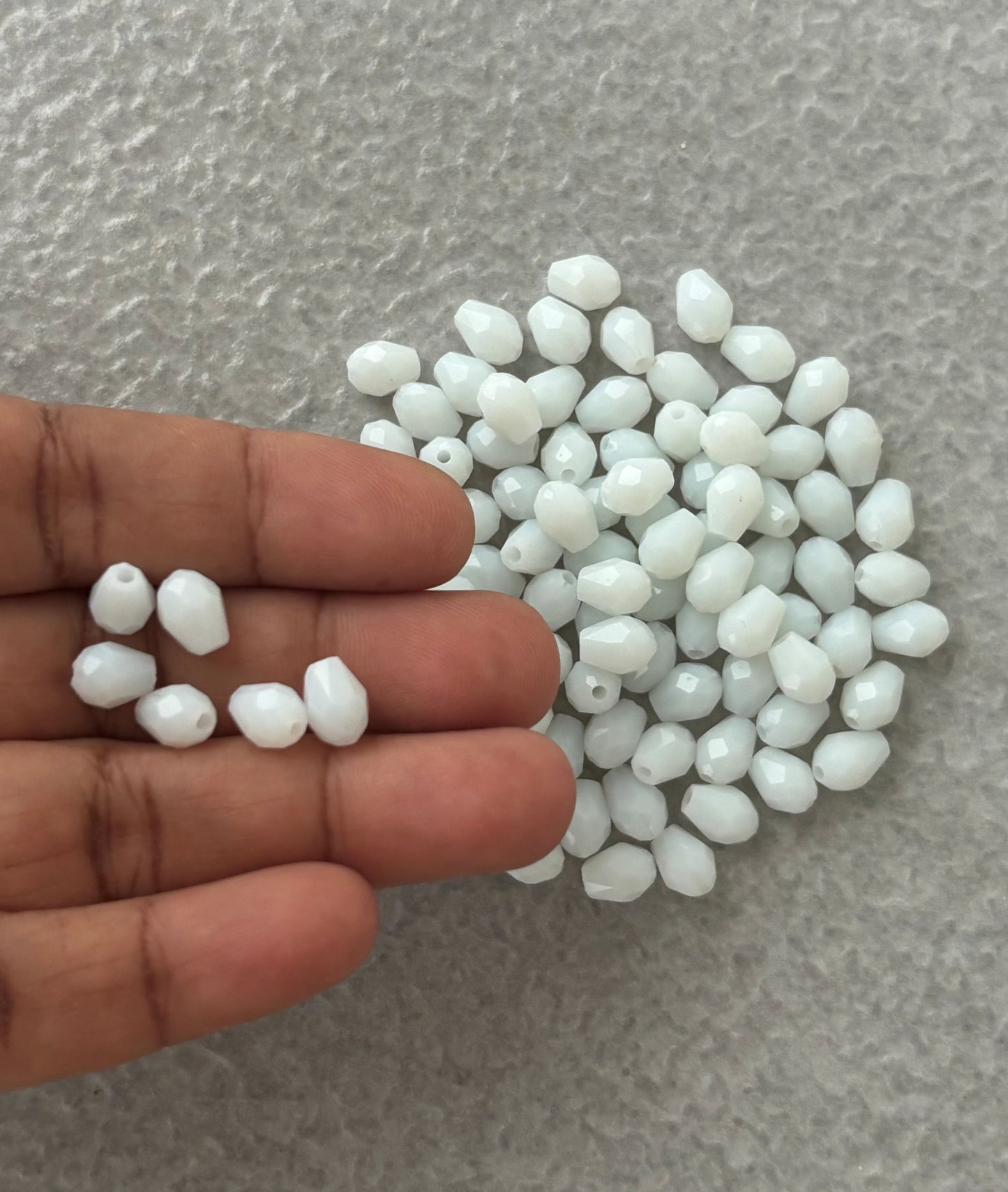 Elegant Milky White Faceted Teardrop Crystals