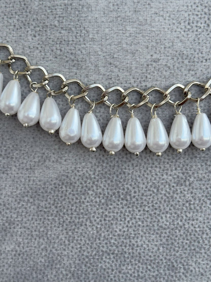 Handmade White Drop Pearl Necklace