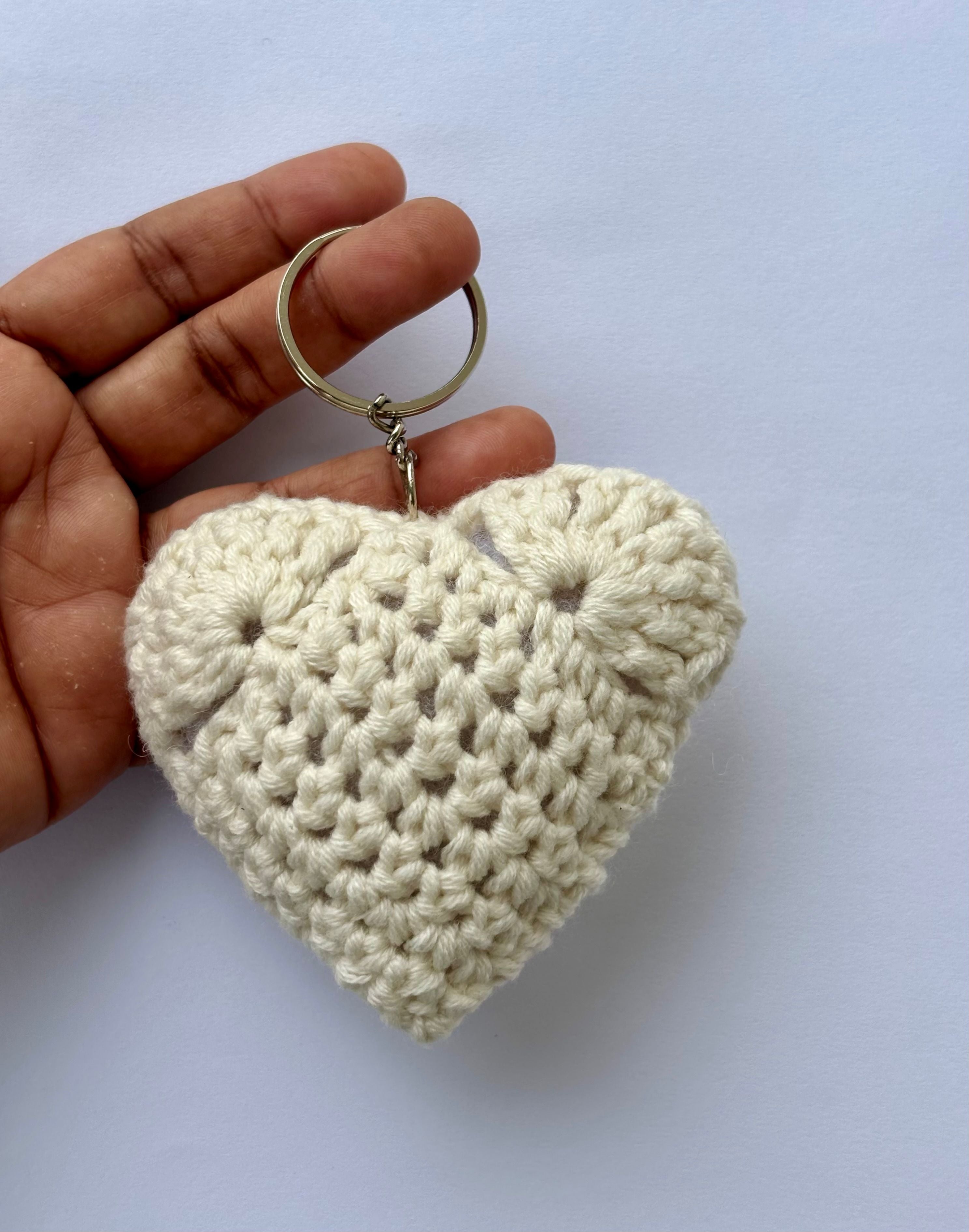 Handmade Cream Heart Keychain