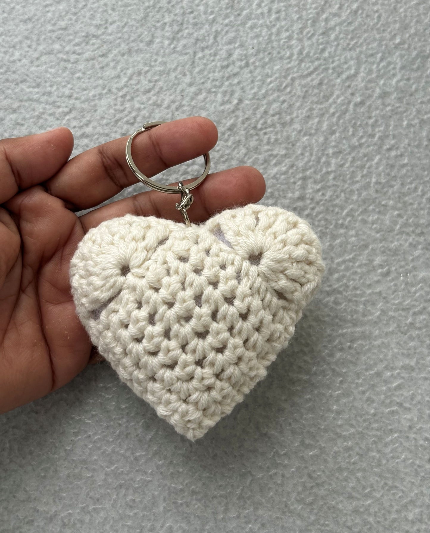 Handmade Cream Heart Keychain