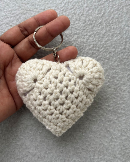 Handmade Cream Heart Keychain