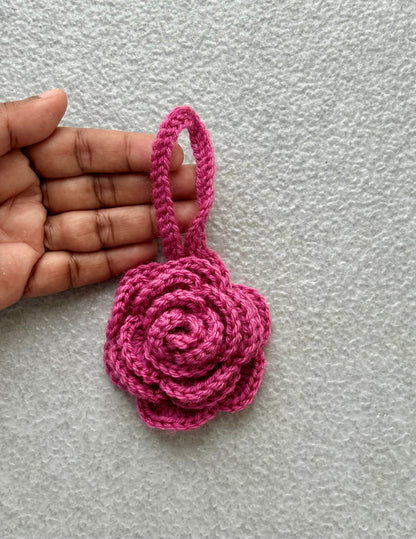 Handmade Crochet Rose Bag Charm