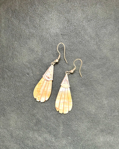 Carved Mother of Pearl Leaf Earrings Design 2