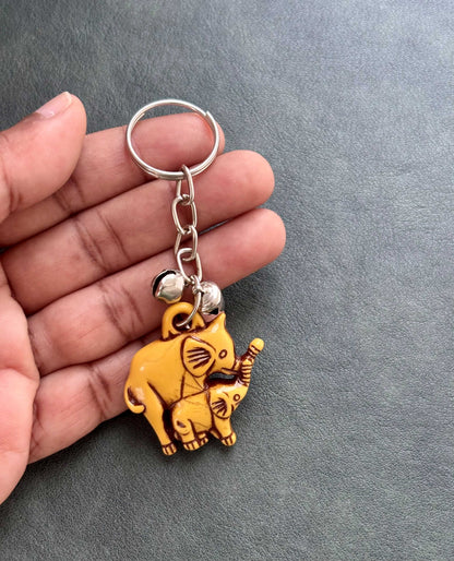 Lucky Elephant Metal Keychain with Bell