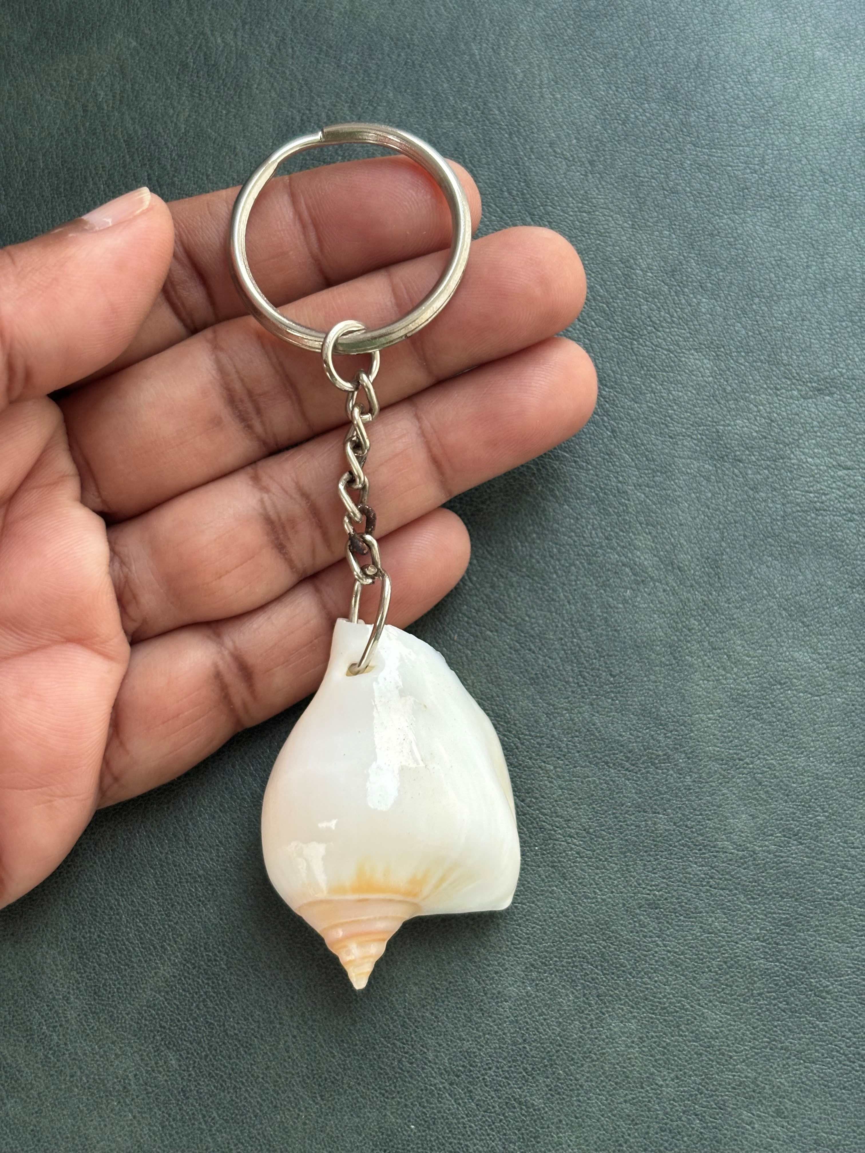 Natural Patterned Seashell Keychain