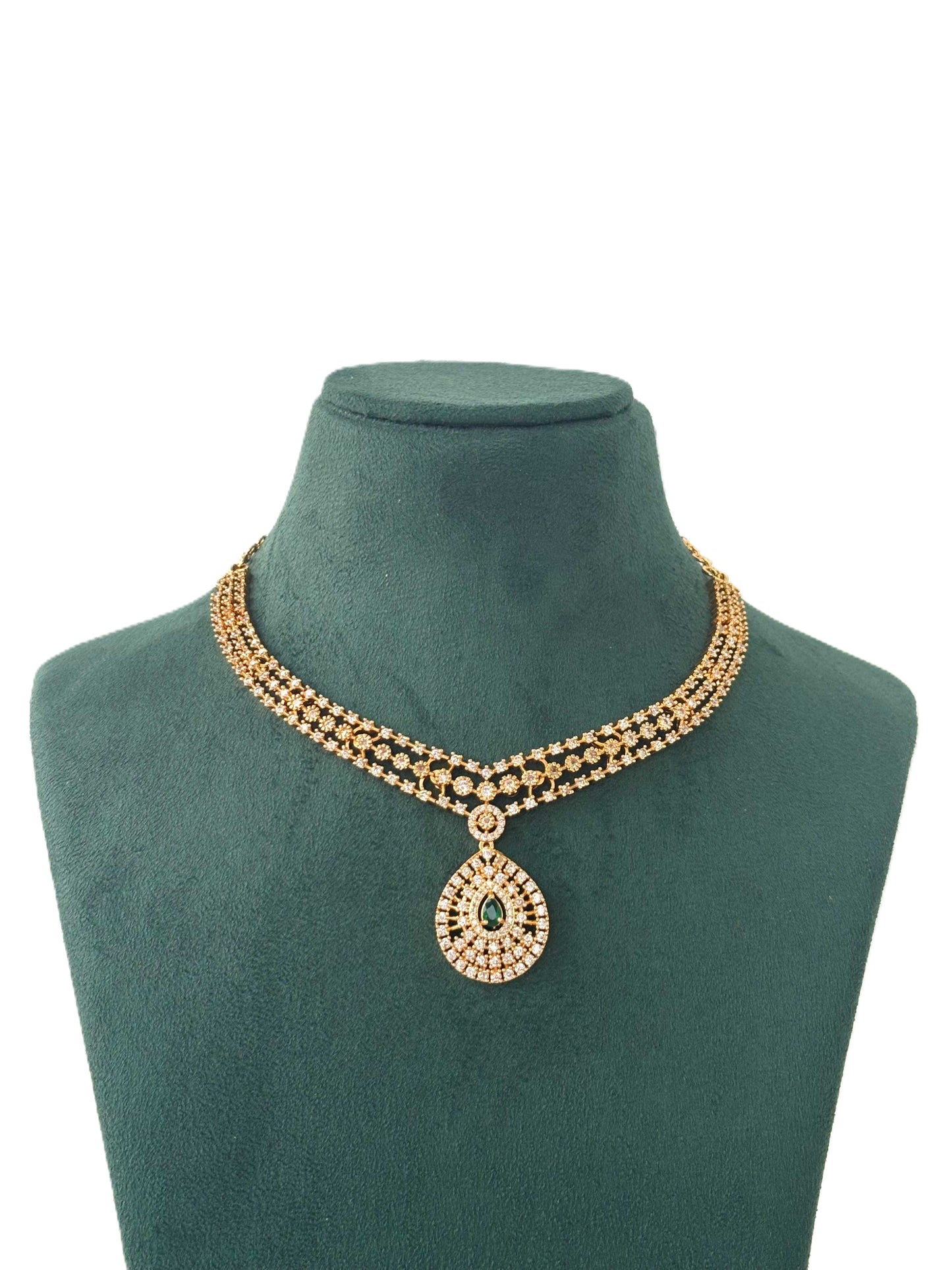 Gold-Plated Teardrop Necklace and Earrings Set