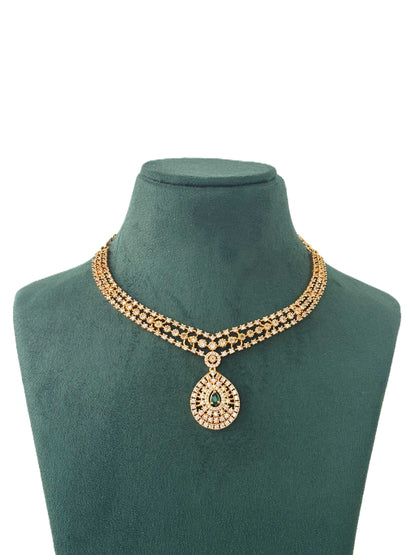 Gold-Plated Teardrop Necklace and Earrings Set