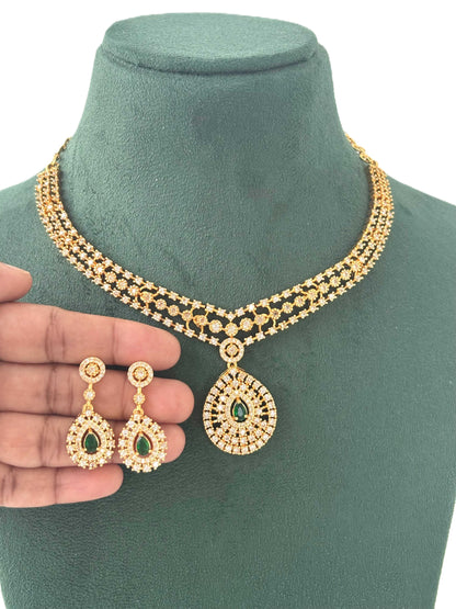 Gold-Plated Teardrop Necklace and Earrings Set
