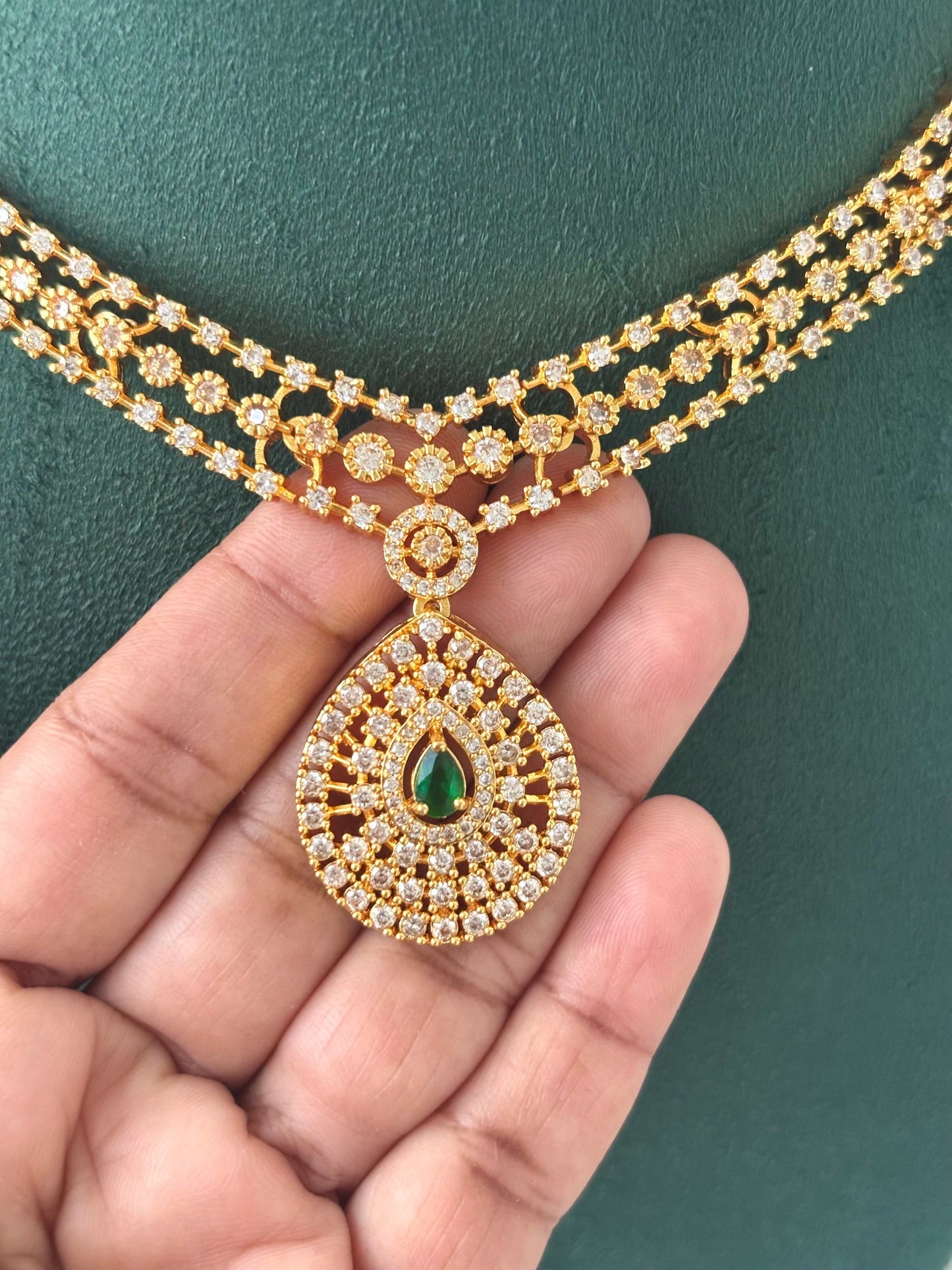 Gold-Plated Teardrop Necklace and Earrings Set