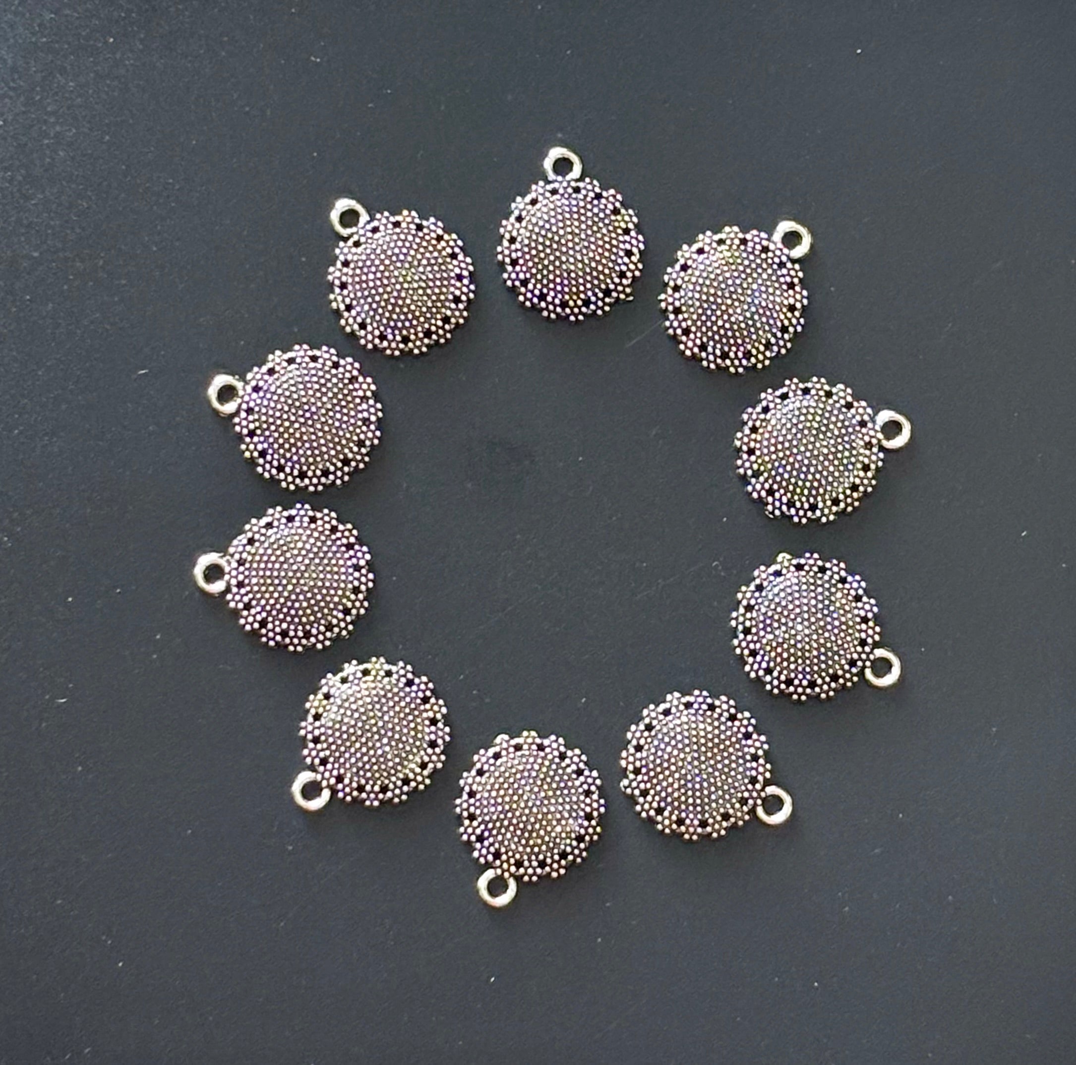 Textured Round Metal Charms