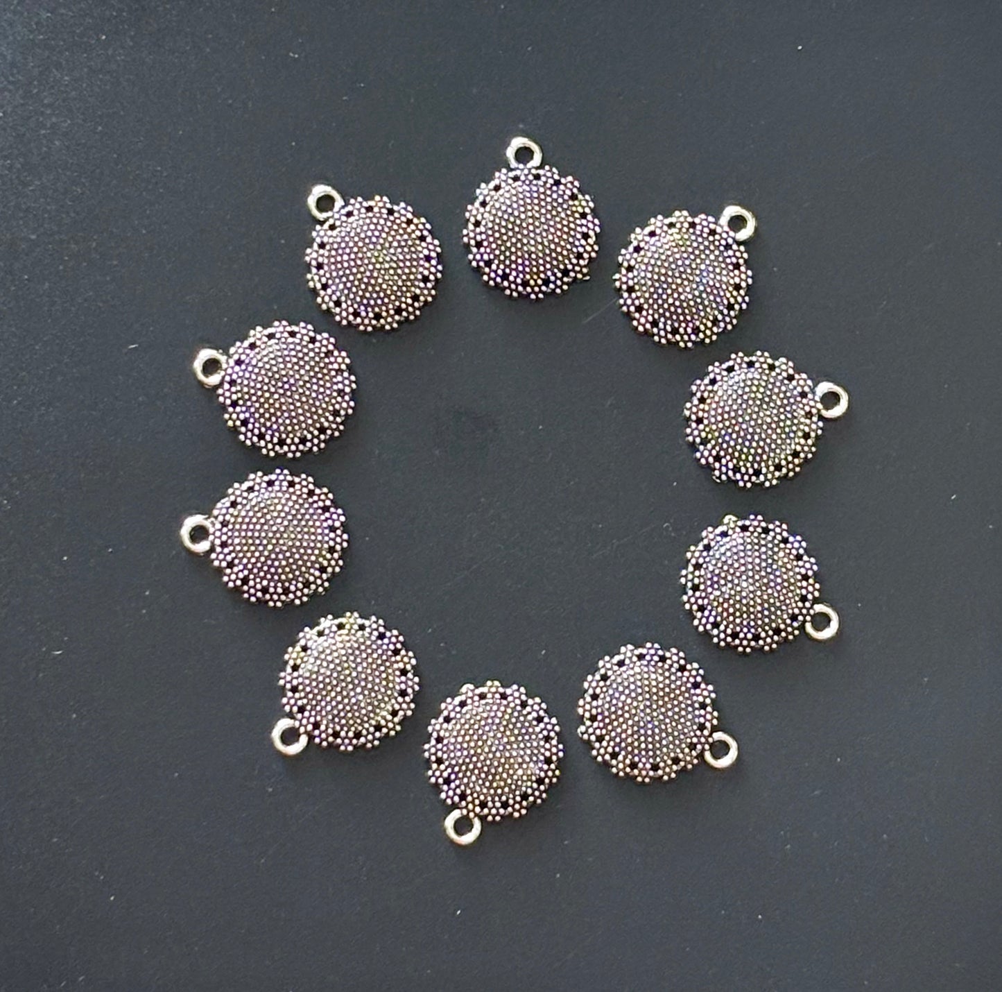 Textured Round Metal Charms