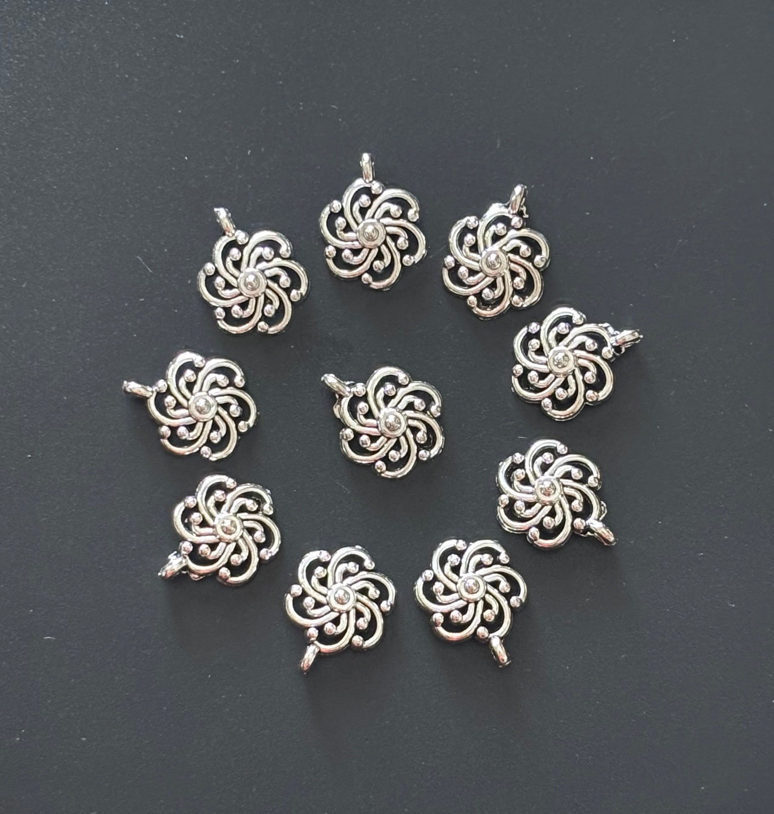 Filigree Swirl Flower Metal Charms