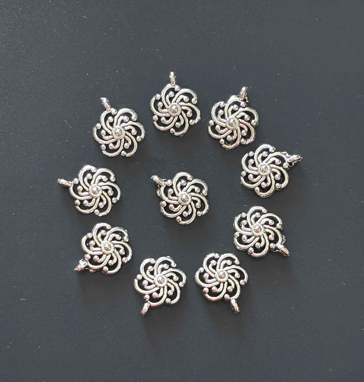 Filigree Swirl Flower Metal Charms