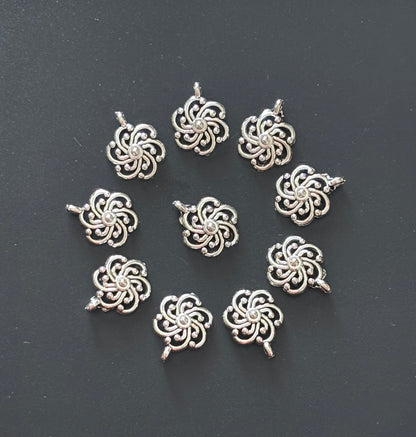 Filigree Swirl Flower Metal Charms