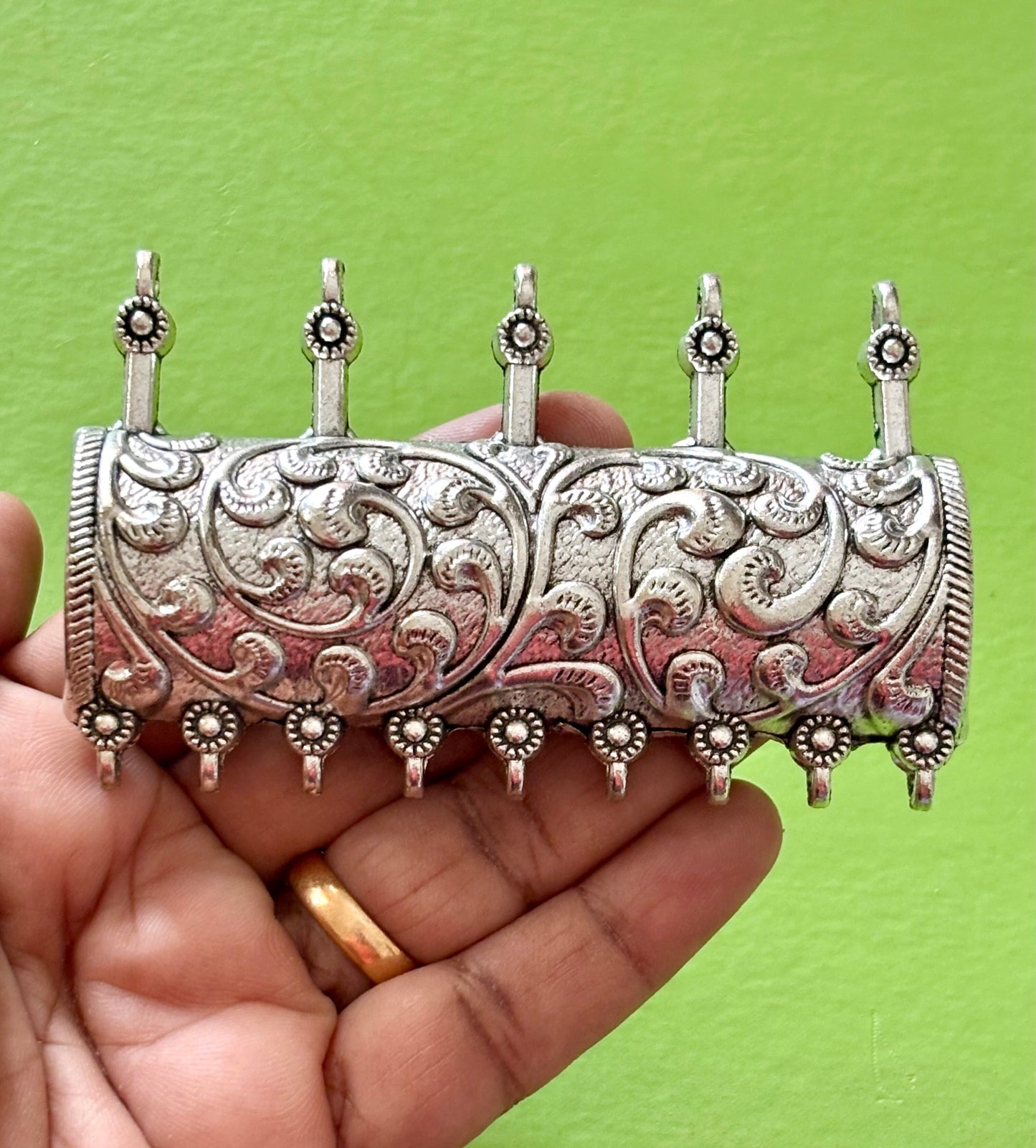 Ornate Silver Barrel Pendant