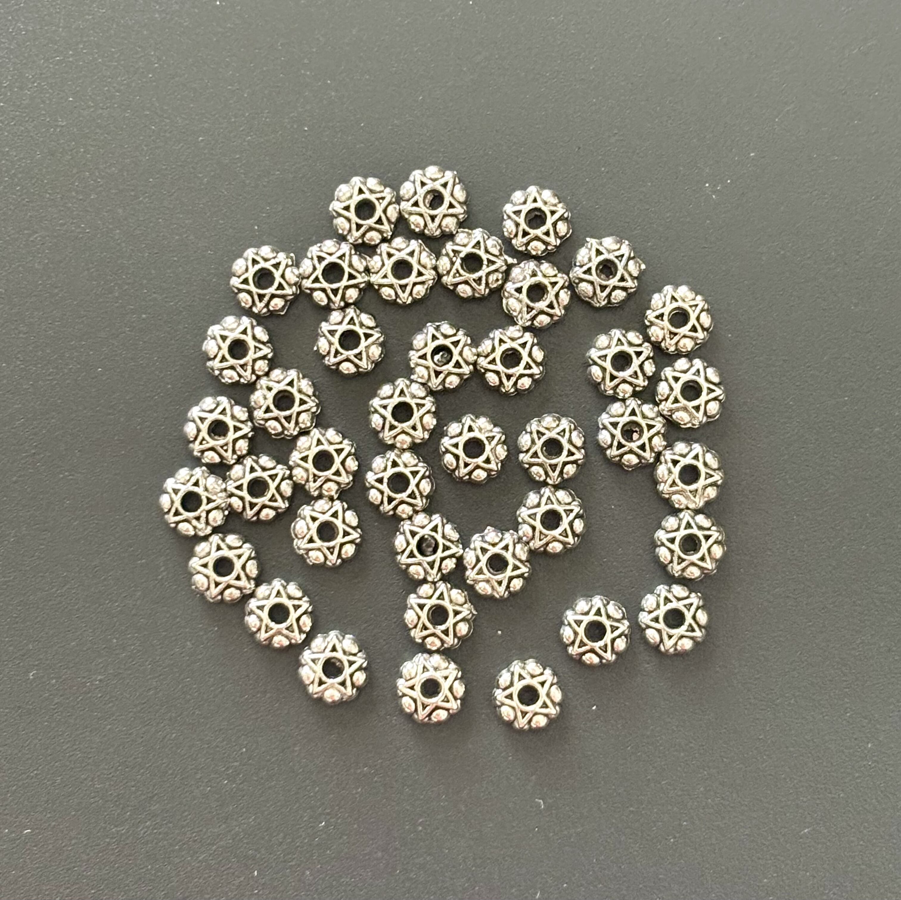 Antique Silver Star Metal Beads