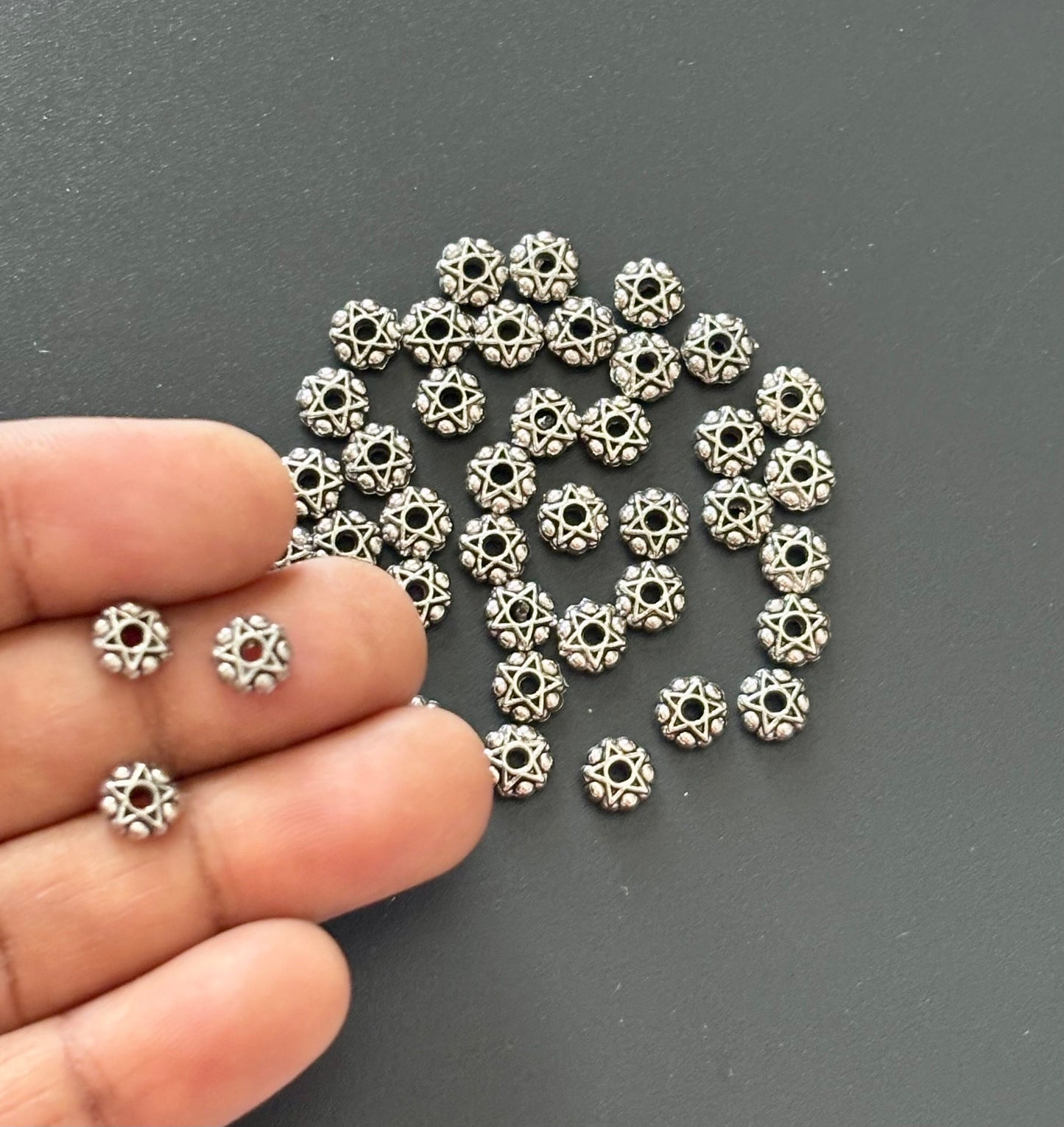 Antique Silver Star Metal Beads