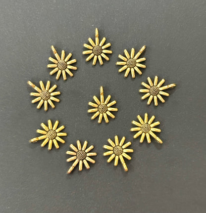 Golden Sunflower Metal Charms