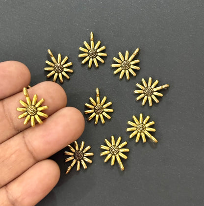Golden Sunflower Metal Charms