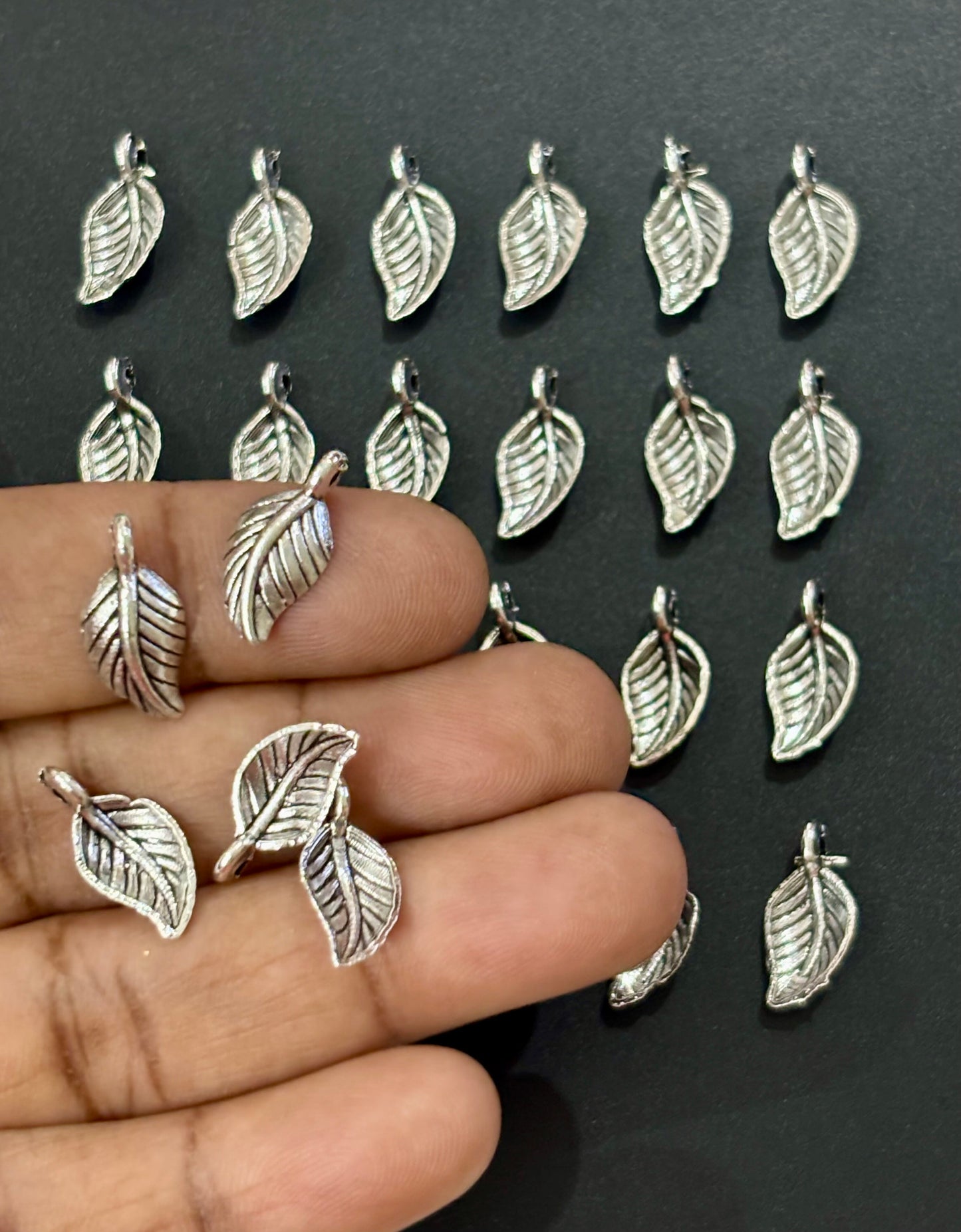 Detailed Silver Leaf Charms